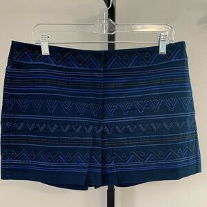 White House Black Market Blue  Shorts with Geometric Pattern
